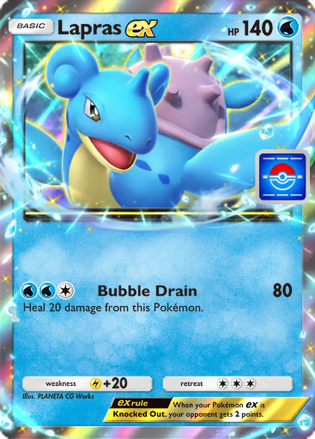 Lapras ex, Promo-A #014, Basic Water Pokémon, illustrated by PLANETA CG Works