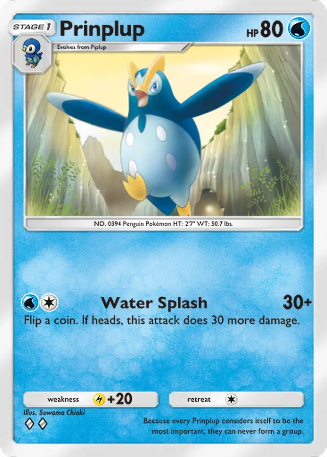 Prinplup, Mega Shine #019, Stage 1 Water Pokémon, illustrated by Suwama Chiaki