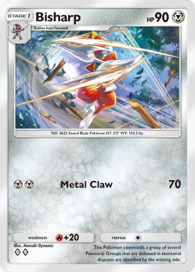 Bisharp, Genetic Apex #180, Stage 1 Metal Pokémon, illustrated by Anesaki Dynamic