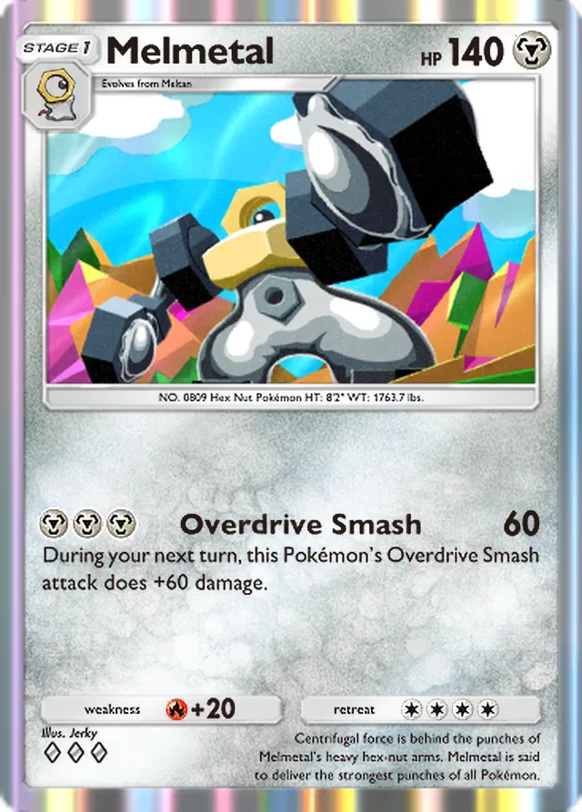 Melmetal, Pulsing Aura #123, Stage 1 Metal Pokémon, illustrated by Jerky