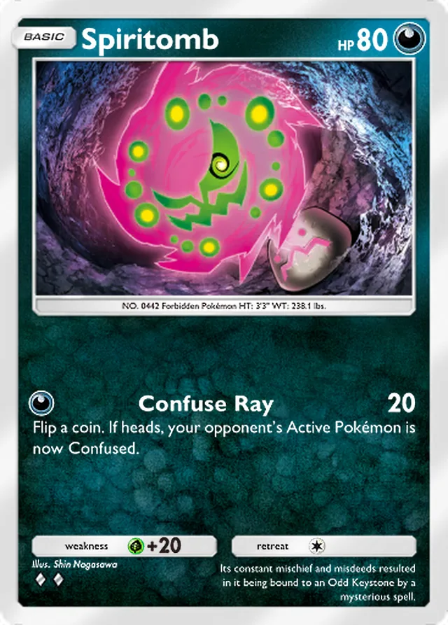 Spiritomb, Shining Revelry #049, Basic Darkness Pokémon, illustrated by Shin Nagasawa
