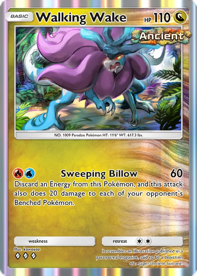Walking Wake, Paradox Drive #053, Basic Dragon Pokémon, illustrated by kawayoo