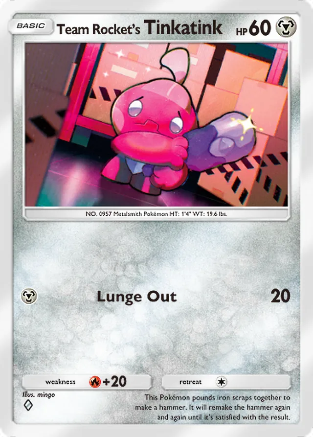 Team Rocket’s Tinkatink, Team Rocket’s Ambition #048, Basic Metal Pokémon, illustrated by mingo