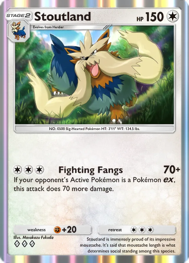 Stoutland, Pulsing Aura #139, Stage 2 Colorless Pokémon, illustrated by Masakazu Fukuda