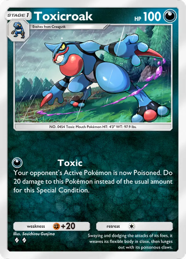 Toxicroak, Triumphant Light #052, Stage 1 Darkness Pokémon, illustrated by Souichirou Gunjima