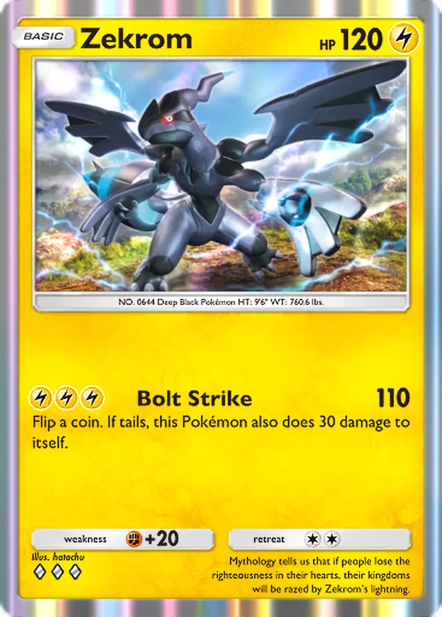 Zekrom, Pulsing Aura #059, Basic Lightning Pokémon, illustrated by hatachu