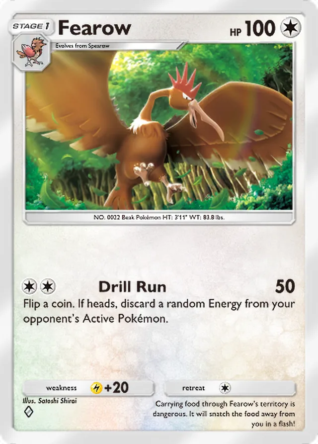 Fearow, Genetic Apex #192, Stage 1 Colorless Pokémon, illustrated by Satoshi Shirai