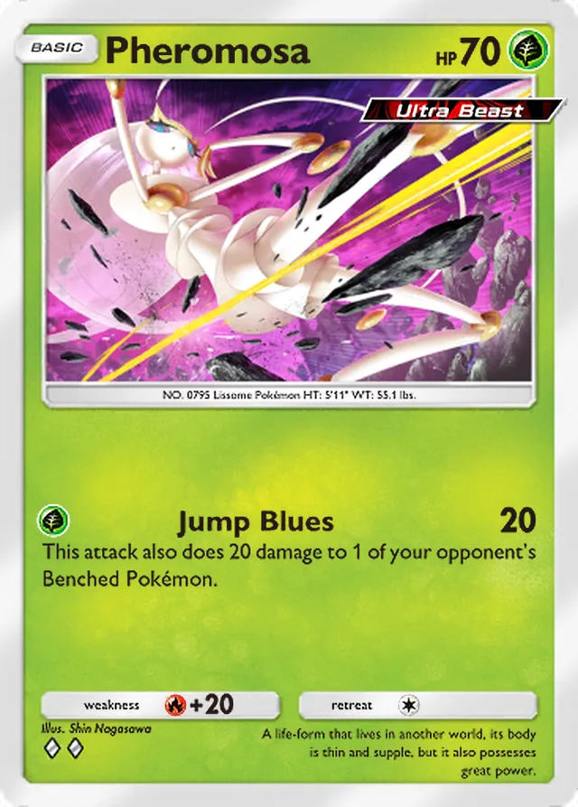 Pheromosa, Extradimensional Crisis #007, Basic Grass Pokémon, illustrated by Shin Nagasawa