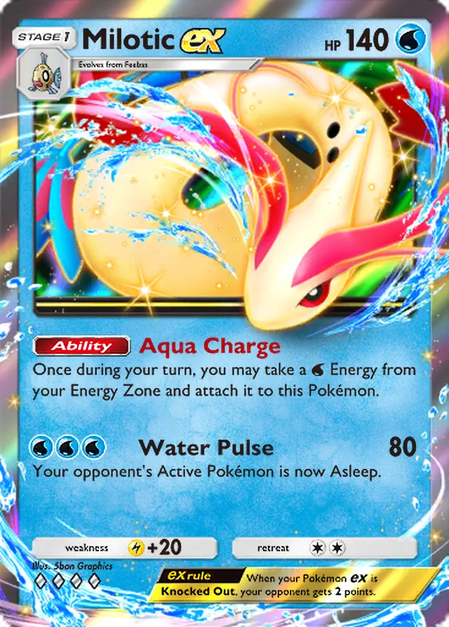 Milotic ex, Everyday Wonders #015, Stage 1 Water Pokémon, illustrated by 5ban Graphics