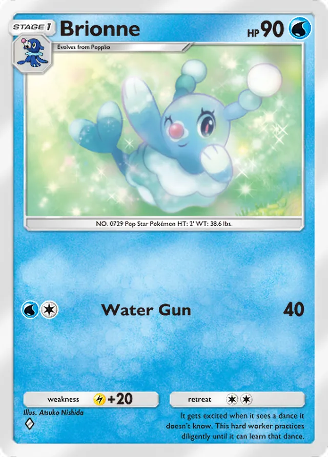 Brionne, Eevee Grove #023, Stage 1 Water Pokémon, illustrated by Atsuko Nishida