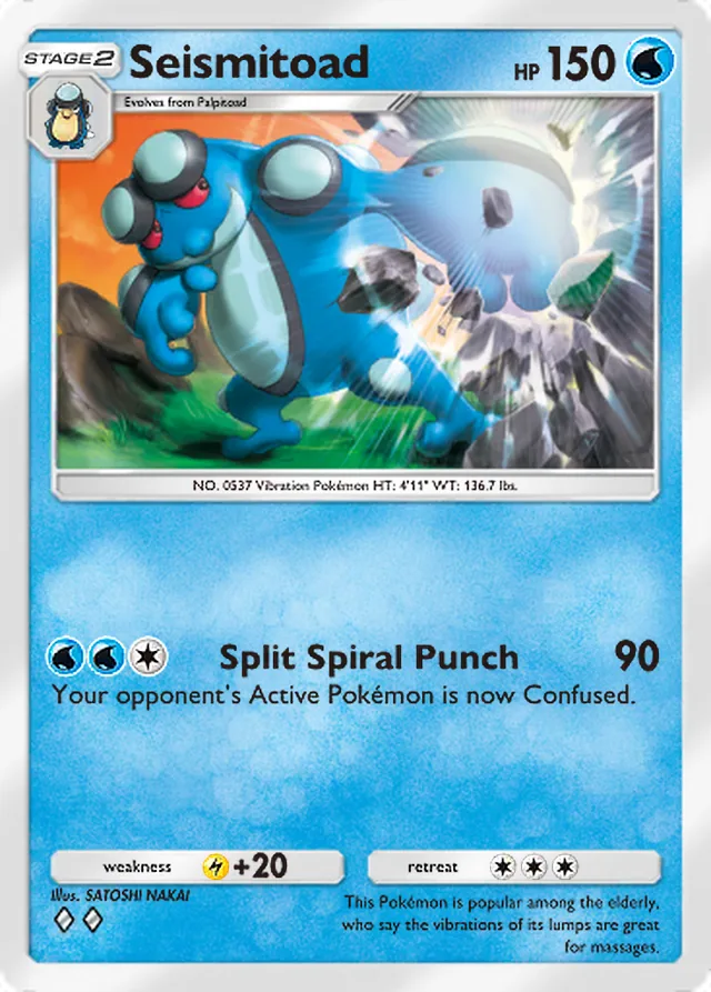 Seismitoad, Mega Rising #065, Stage 2 Water Pokémon, illustrated by SATOSHI NAKAI