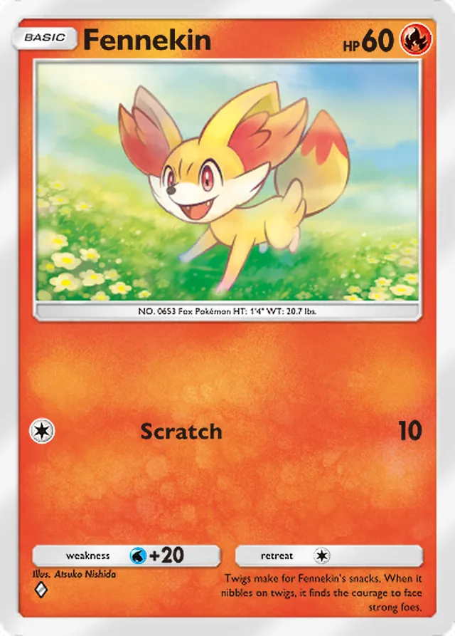 Fennekin, Team Rocket’s Ambition #010, Basic Fire Pokémon, illustrated by Atsuko Nishida