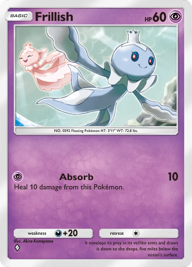 Frillish, Secluded Springs #038, Basic Psychic Pokémon, illustrated by Akira Komayama