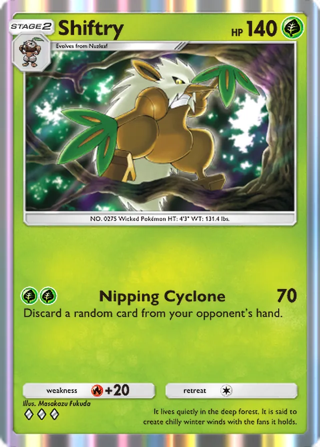Shiftry, Mega Rising #010, Stage 2 Grass Pokémon, illustrated by Masakazu Fukuda