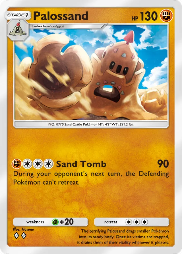 Palossand, Extradimensional Crisis #036, Stage 1 Fighting Pokémon, illustrated by Hasuno