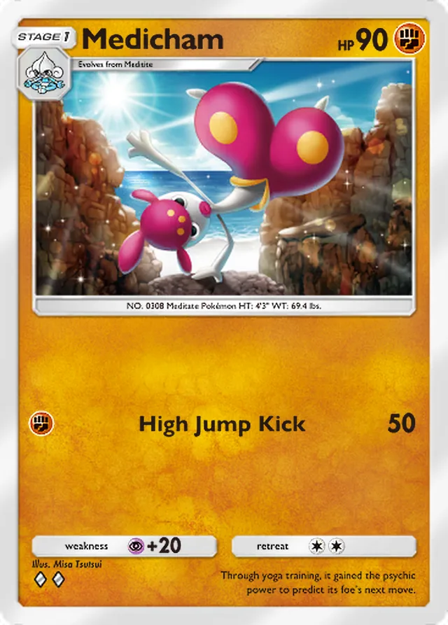Medicham, Extradimensional Crisis #029, Stage 1 Fighting Pokémon, illustrated by Misa Tsutsui