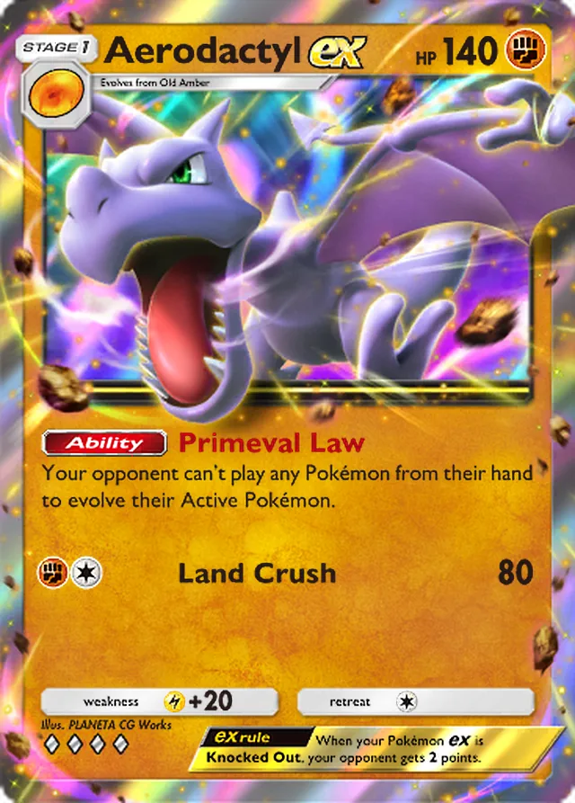 Aerodactyl ex, Mythical Island #046, Stage 1 Fighting Pokémon, illustrated by PLANETA CG Works