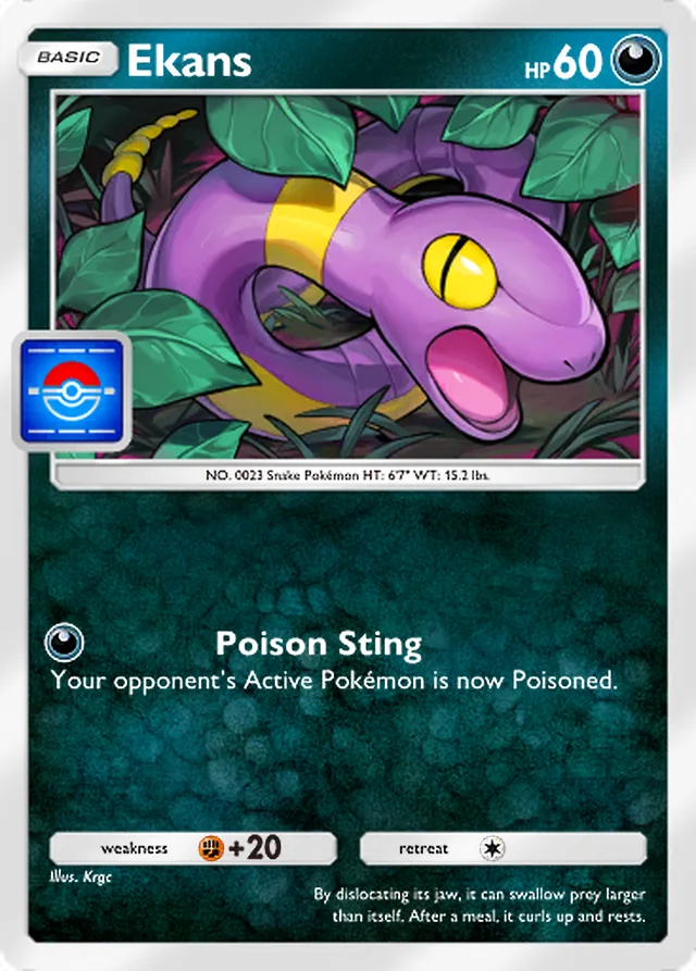 Ekans, Promo-A #056, Basic Darkness Pokémon, illustrated by Krgc