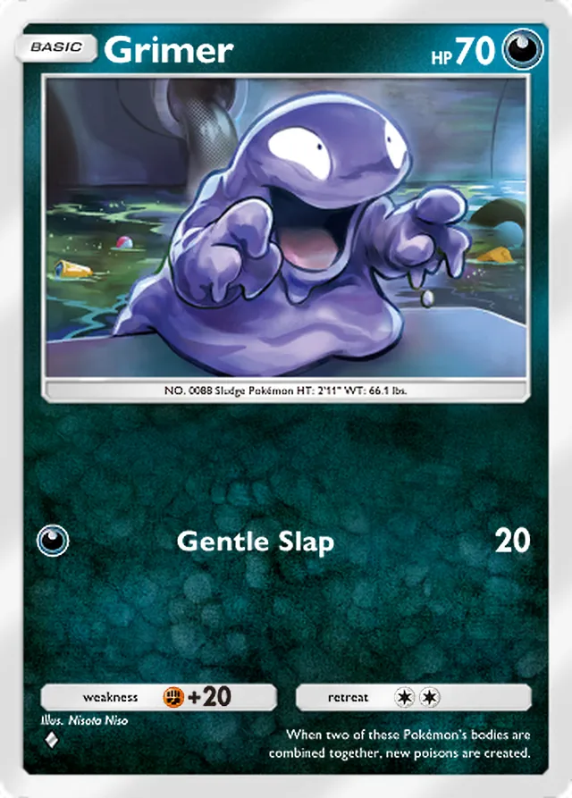 Grimer, Ruler of the Skies #091, Basic Darkness Pokémon, illustrated by Nisota Niso