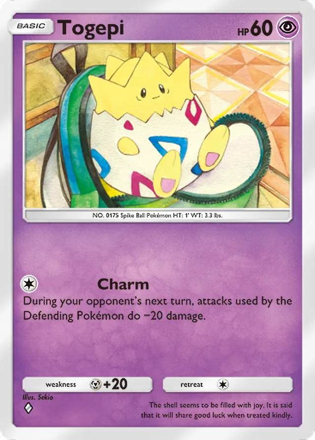Togepi, Wisdom of Sea and Sky #078, Basic Psychic Pokémon, illustrated by Sekio