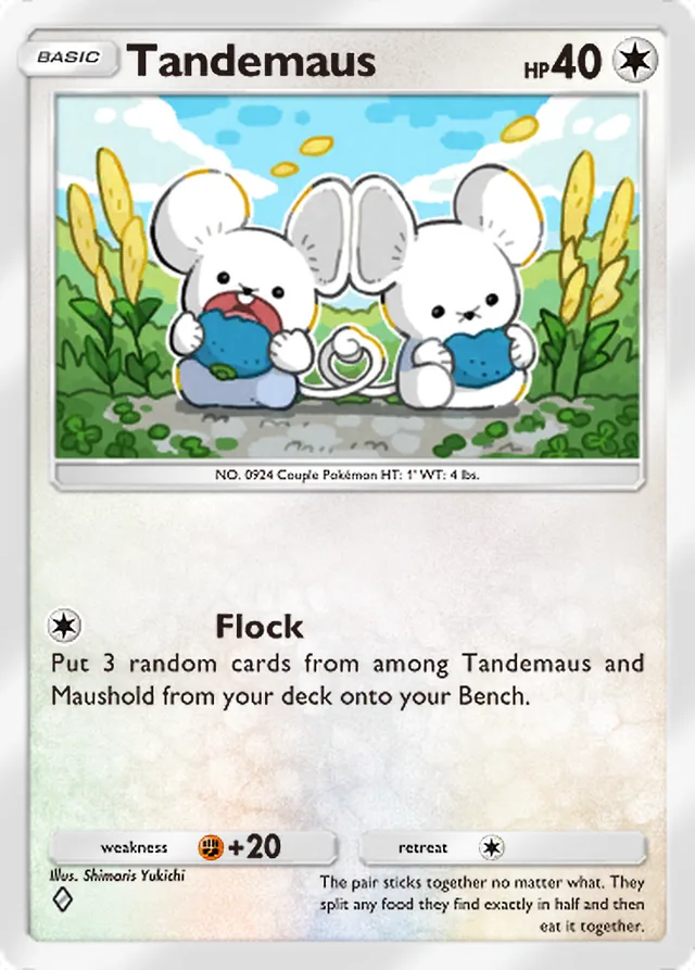 Tandemaus, Fantastical Parade #142, Basic Colorless Pokémon, illustrated by Shimaris Yukichi