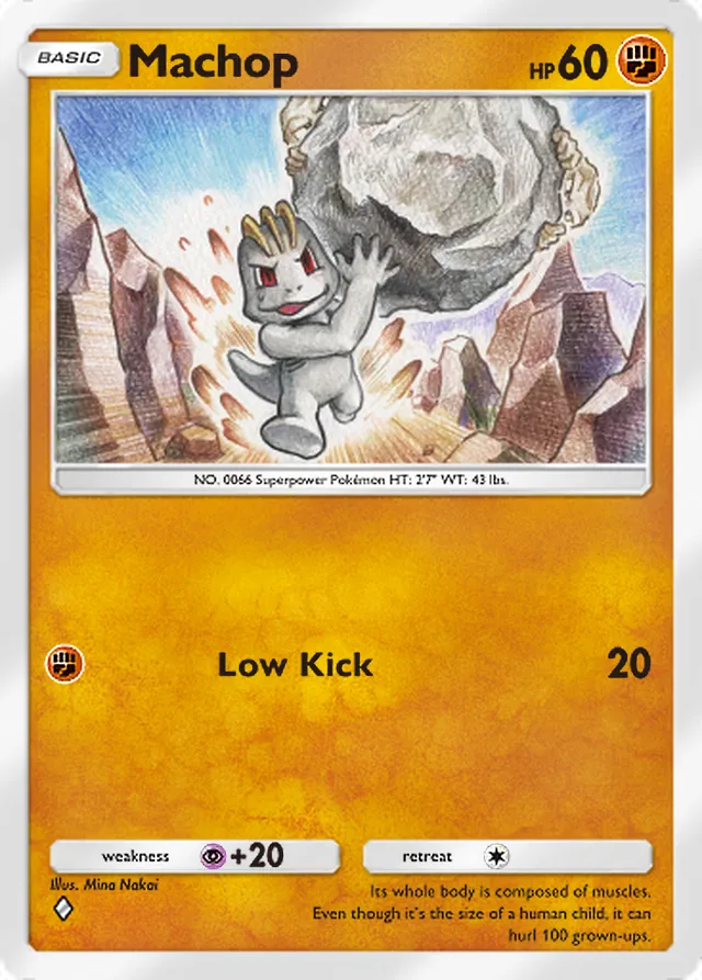 Machop, Shining Revelry #037, Basic Fighting Pokémon, illustrated by Mina Nakai