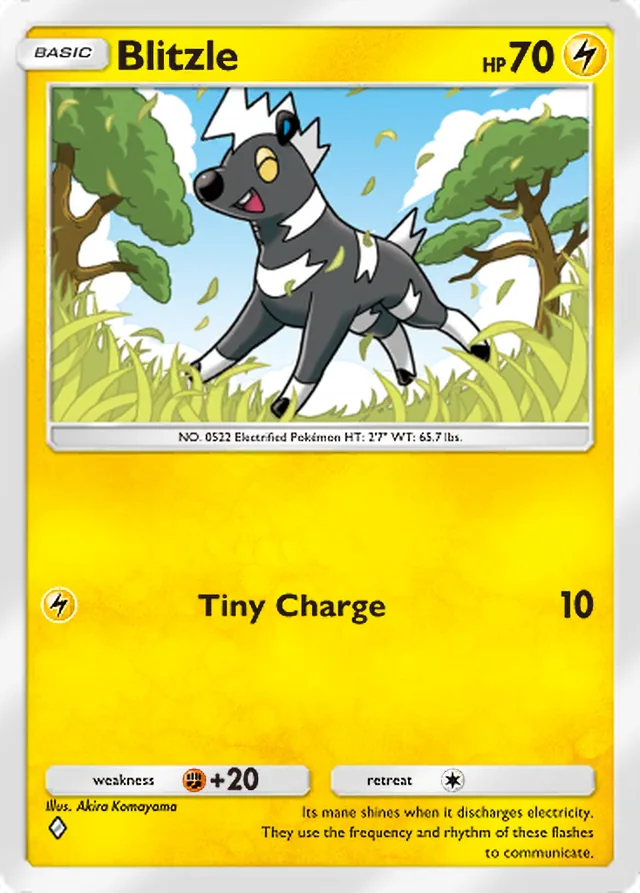 Blitzle, Mega Rising #090, Basic Lightning Pokémon, illustrated by Akira Komayama