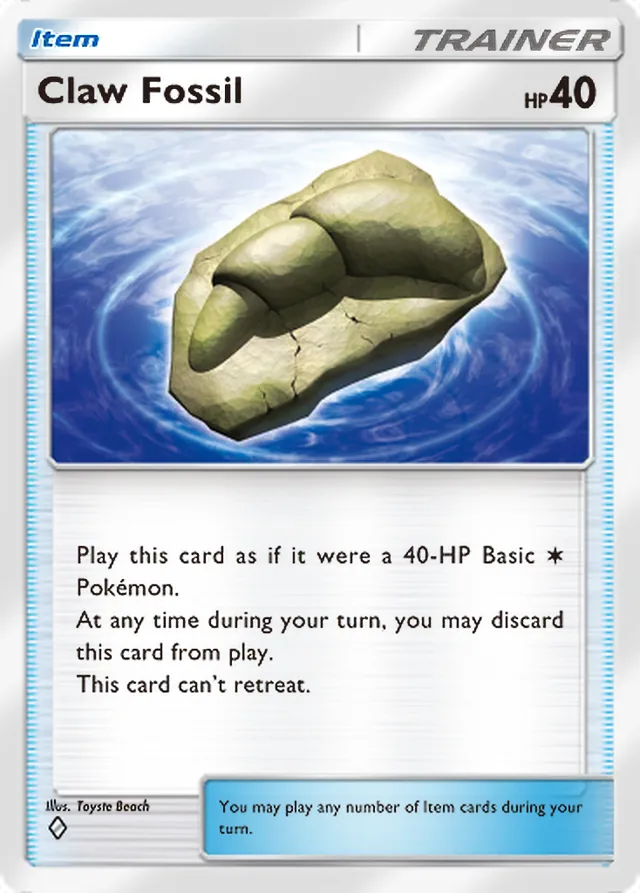 Claw Fossil, Ruler of the Skies #146, Trainer card, illustrated by Toyste Beach