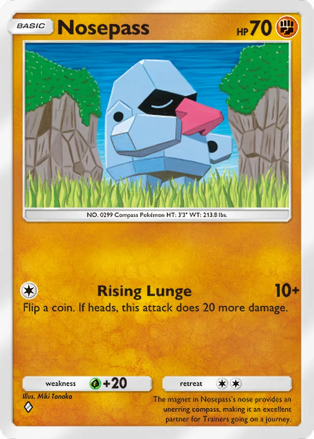 Nosepass, Crimson Blaze #041, Basic Fighting Pokémon, illustrated by Miki Tanaka