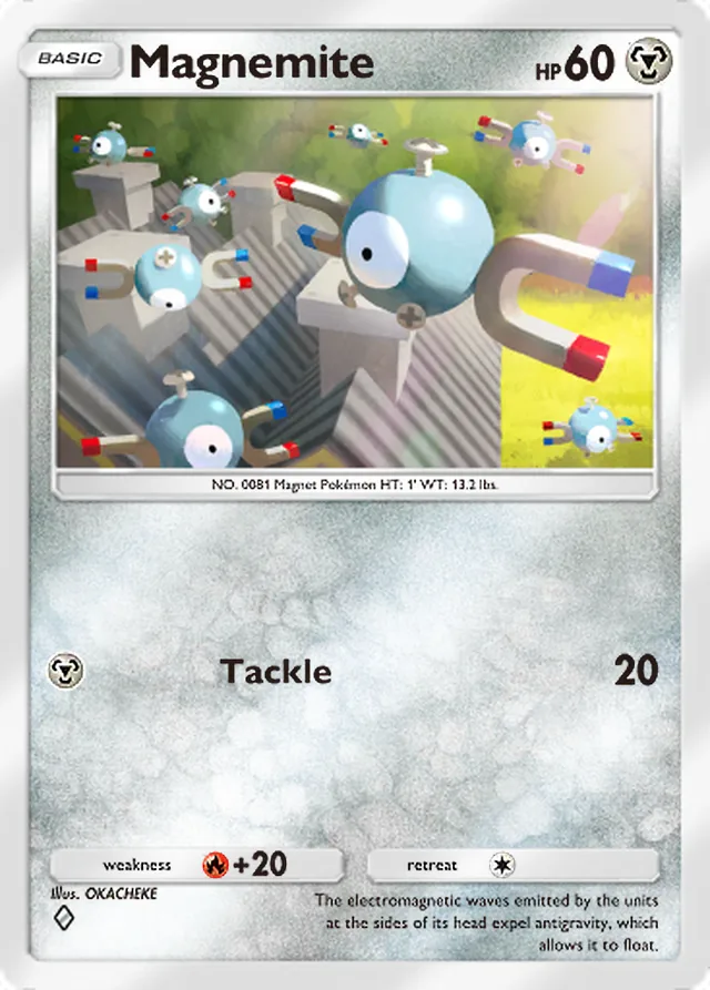 Magnemite, Triumphant Light #053, Basic Metal Pokémon, illustrated by OKACHEKE