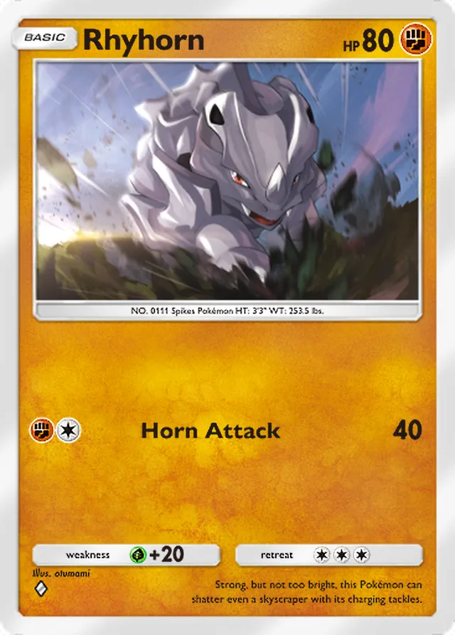 Rhyhorn, Space-Time Smackdown #080, Basic Fighting Pokémon, illustrated by otumami