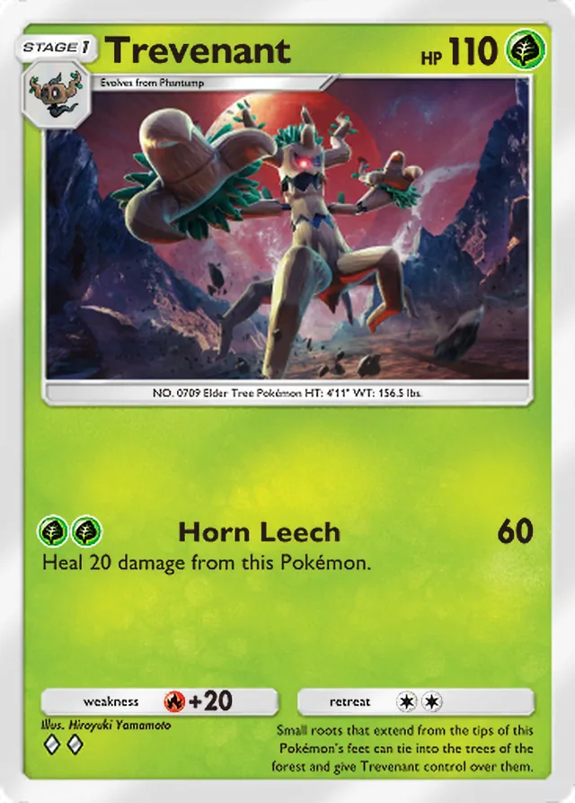 Trevenant, Mega Rising #024, Stage 1 Grass Pokémon, illustrated by Hiroyuki Yamamoto
