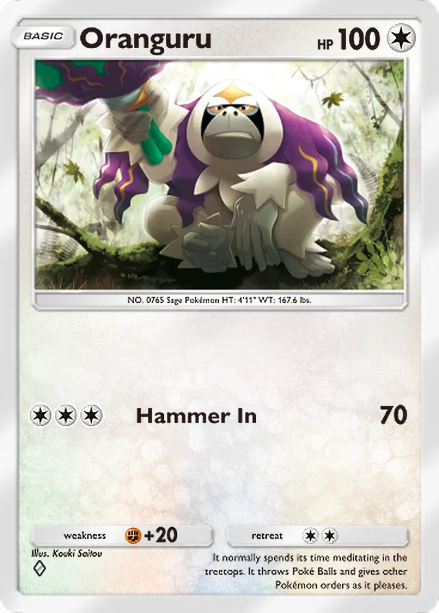 Oranguru, Extradimensional Crisis #059, Basic Colorless Pokémon, illustrated by Kouki Saitou