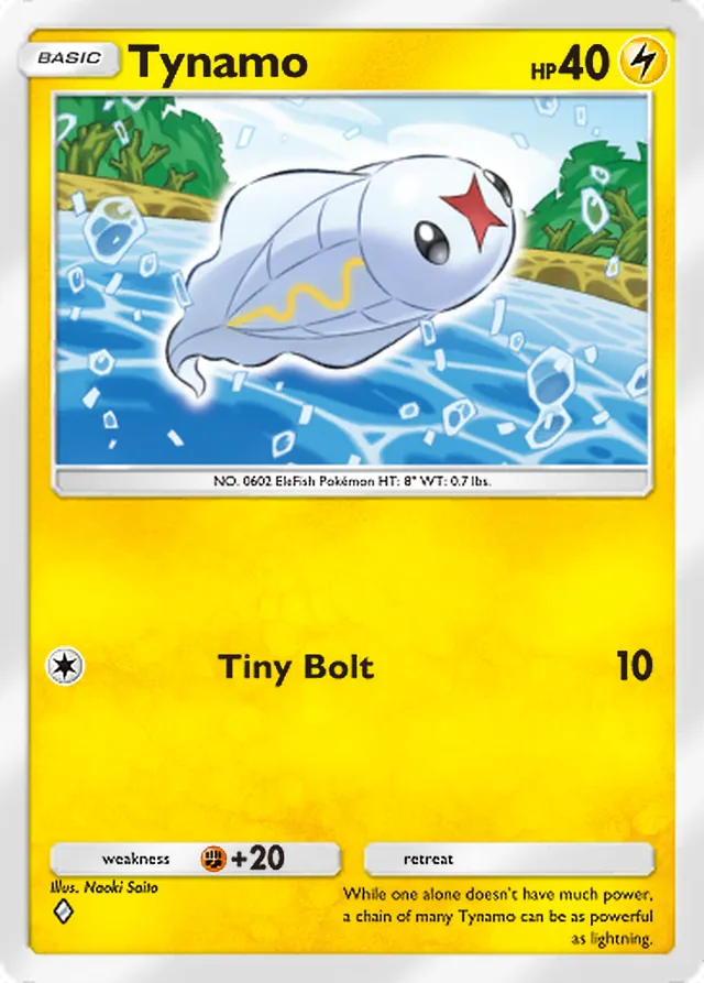 Tynamo, Secluded Springs #026, Basic Lightning Pokémon, illustrated by Naoki Saito