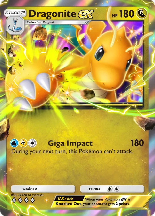 Dragonite ex, Eevee Grove #053, Stage 2 Dragon Pokémon, illustrated by PLANETA Igarashi