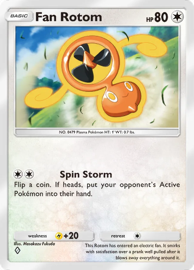 Fan Rotom, Space-Time Smackdown #142, Basic Colorless Pokémon, illustrated by Masakazu Fukuda