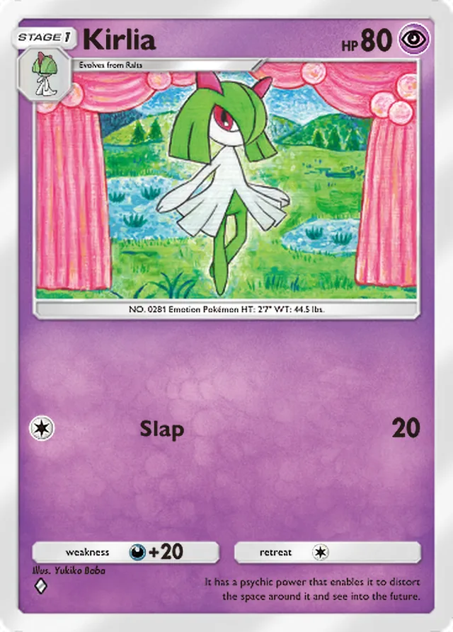 Kirlia, Space-Time Smackdown #069, Stage 1 Psychic Pokémon, illustrated by Yukiko Baba