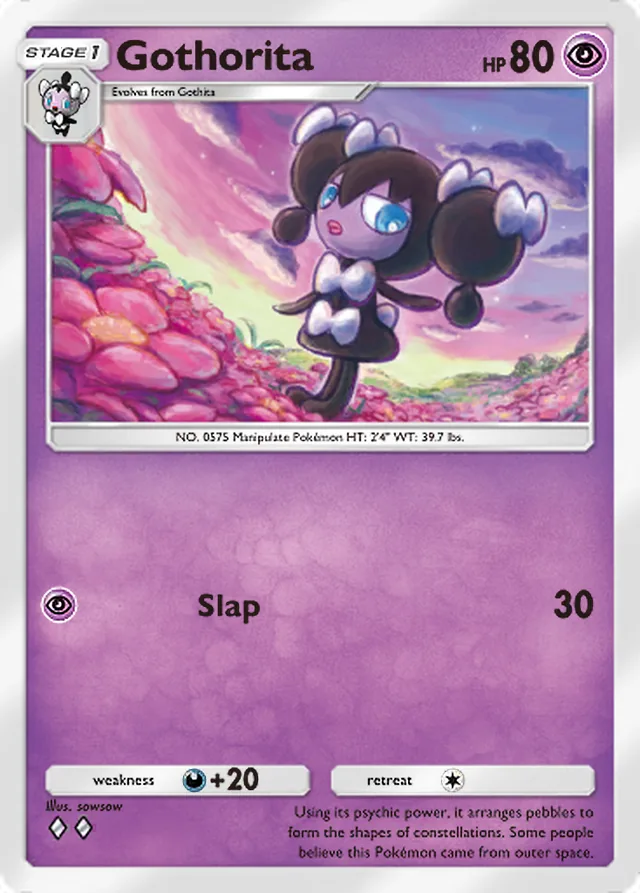 Gothorita, Mega Rising #113, Stage 1 Psychic Pokémon, illustrated by sowsow