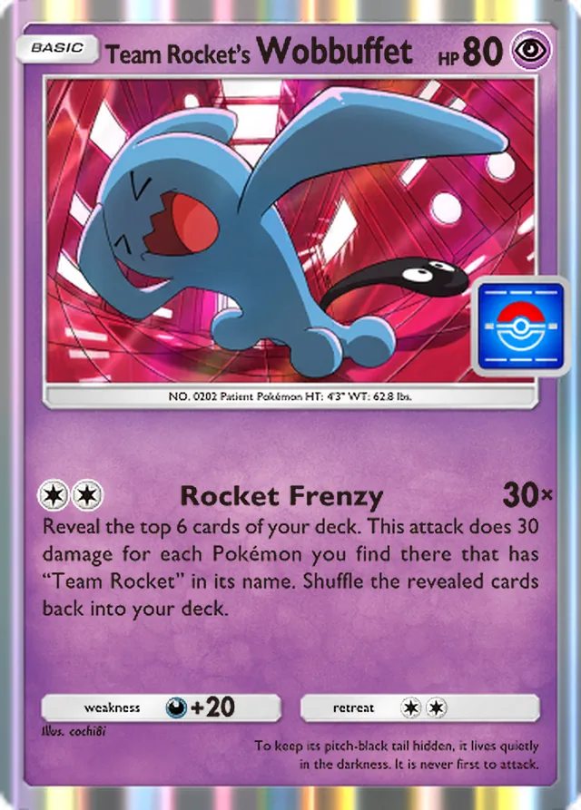 Team Rocket’s Wobbuffet, Promo-B #091, Basic Psychic Pokémon, illustrated by cochi8i