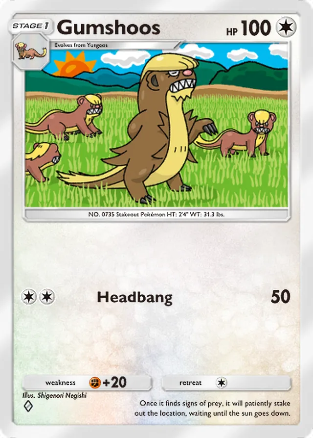 Gumshoos, Celestial Guardians #137, Stage 1 Colorless Pokémon, illustrated by Shigenori Negishi
