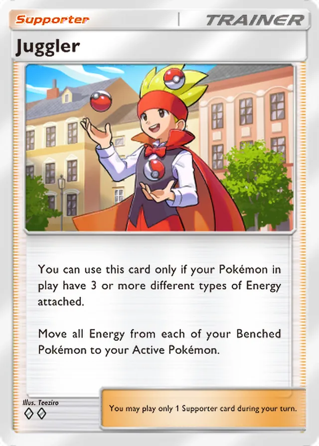 Juggler, Fantastical Parade #151, Trainer card, illustrated by Teeziro