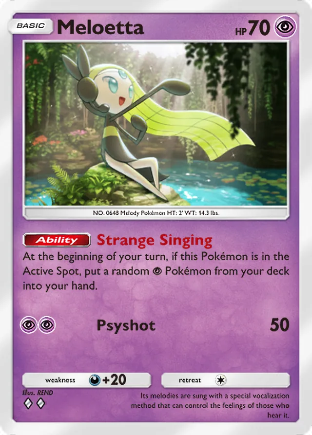 Meloetta, Fantastical Parade #070, Basic Psychic Pokémon, illustrated by REND