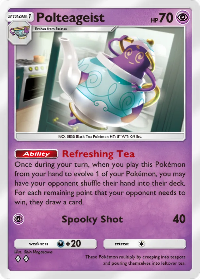 Polteageist, Fantastical Parade #075, Stage 1 Psychic Pokémon, illustrated by Shin Nagasawa