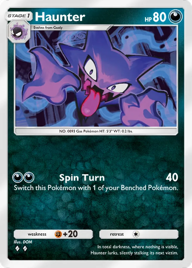Haunter, Mega Shine #038, Stage 1 Darkness Pokémon, illustrated by DOM