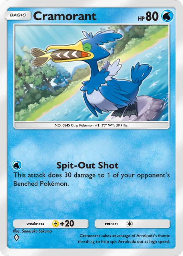 Cramorant, Fantastical Parade #045, Basic Water Pokémon, illustrated by Sanosuke Sakuma