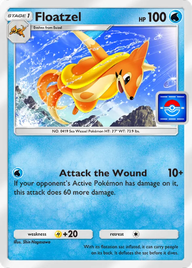 Floatzel, Promo-A #053, Stage 1 Water Pokémon, illustrated by Shin Nagasawa